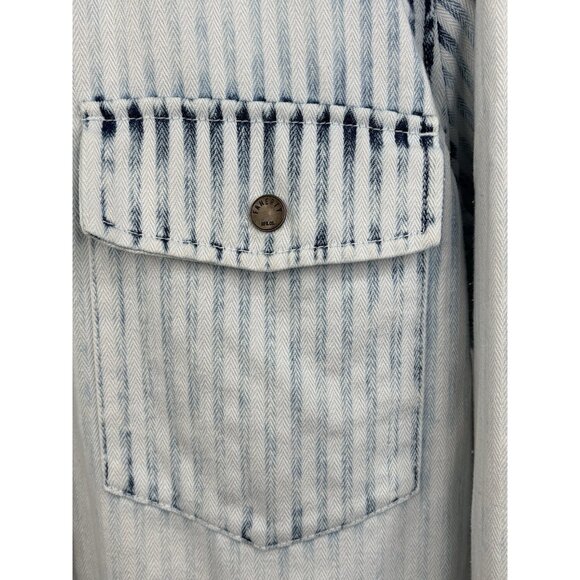 Faherty Topsail Savannah Jacket Women’s Large Indigo Dyed Blue White Full Snap - Picture 6 of 16
